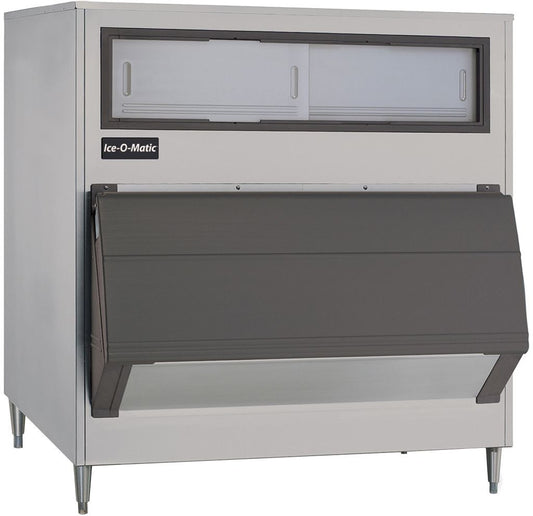 Ice-O-Matic ice machine with open door on a white background