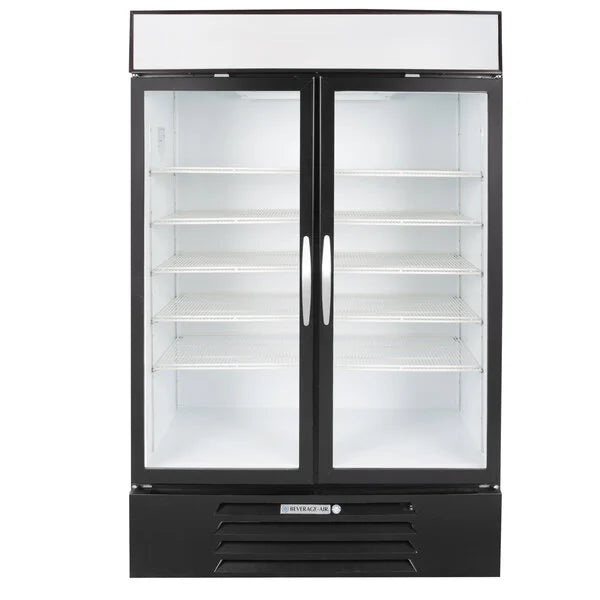 Beverage Air MMF49HC-1-B 52"W Two-Section Glass Door MarketMax Freezer Merchandiser