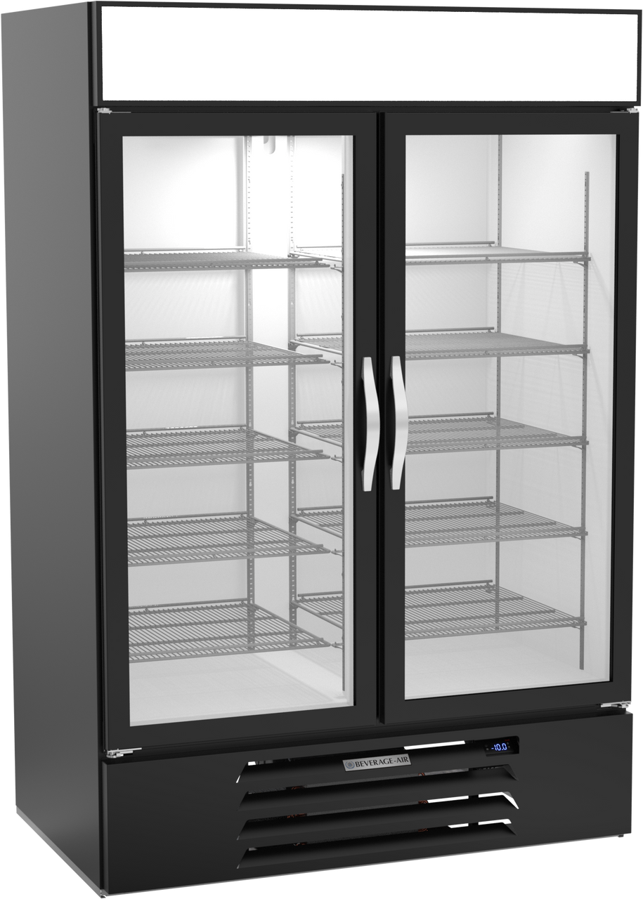 Beverage Air MMF49HC-1-B 52"W Two-Section Glass Door MarketMax Freezer Merchandiser