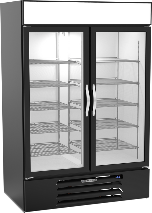 Beverage Air MMF49HC-1-B 52"W Two-Section Glass Door MarketMax Freezer Merchandiser