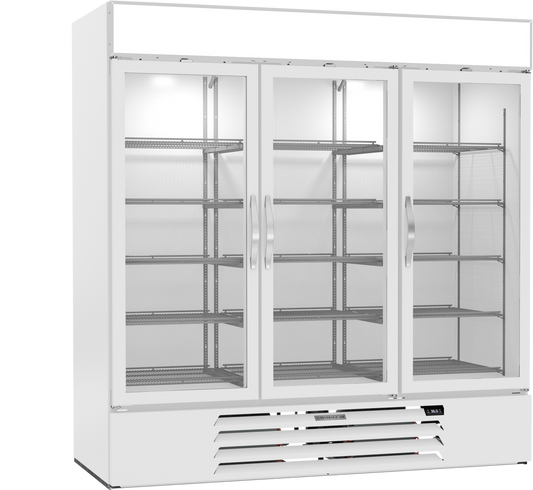 Beverage Air MMR72HC-1-W 75" W Three-Section Glass Door MarketMax Refrigerated Merchandiser