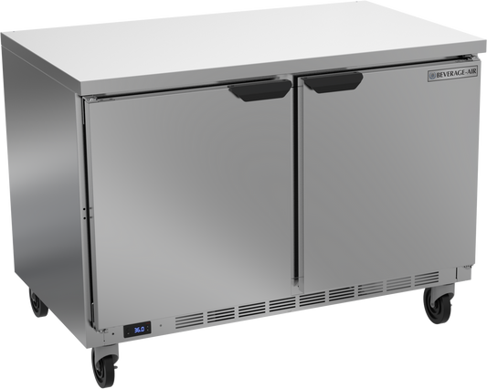 Beverage Air WTR48AHC-FLT 48"W Two-Section Two Door Worktop Refrigerator