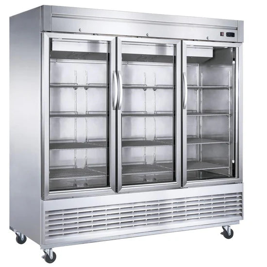 Dukers D83R-GS3 Bottom Mount Glass Three-Door Reach-In Refrigerator