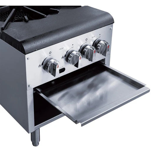 Dukers DCSPB2 18" Natural Gas Stock Pot Range with Dual 3-Ring Cast Iron Burners – 160,000 BTU