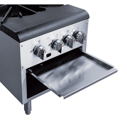 Dukers DCSPB2 18" Natural Gas Stock Pot Range with Dual 3-Ring Cast Iron Burners – 160,000 BTU