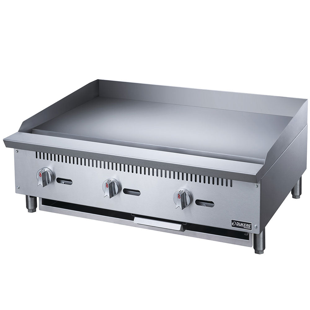 Dukers DCGMA36 36"W Stainless Steel Gas Countertop Griddle - 90,000 BTU