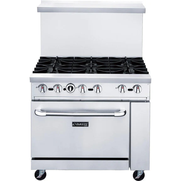 Dukers DCR36-6B 36" Natural Gas Range with 6 Burners and Oven – 233,000 BTU