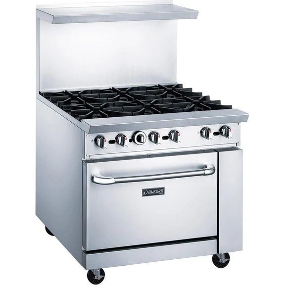 Dukers DCR36-6B 36" Natural Gas Range with 6 Burners and Oven – 233,000 BTU