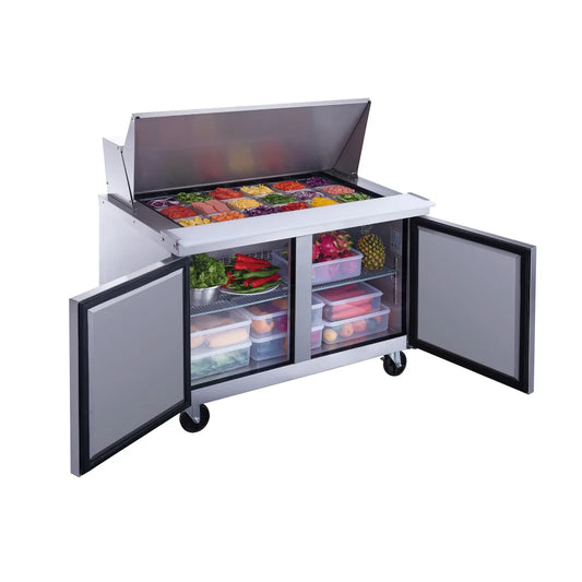 Dukers DSP48-18M-S2 48" 2 Solid Self-Closing Doors Mega Top Sandwich / Salad Prep Table