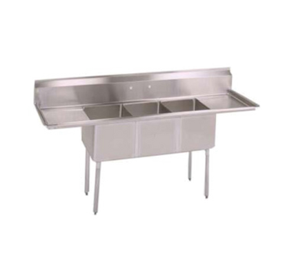 John Boos E3S8-1416-12T12 66" 3-Compartment Sink with 12" Drainboards