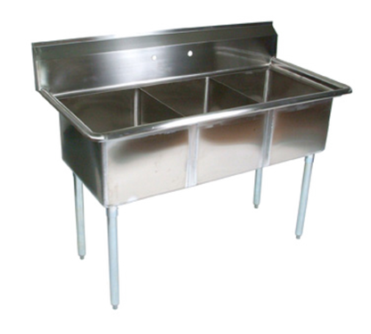 John Boos E3S8-1620-12 53" 3-Compartment Sink with 12" Deep Bowls
