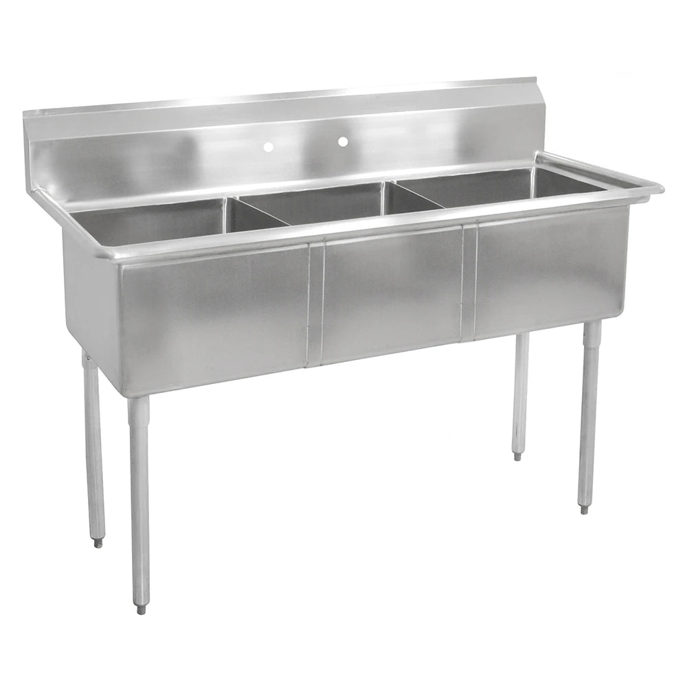 John Boos E3S8-1620-12 53" 3-Compartment Sink with 12" Deep Bowls