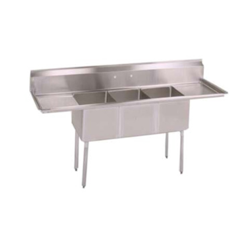 John Boos E3S8-2030-14T24-X 108" 3-Compartment Sink with 24" Drainboards
