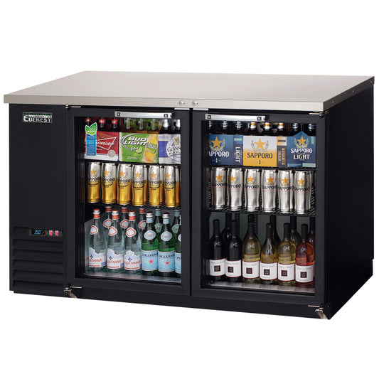 Everest Refrigeration EBB59G-24 57.75"W Two-Section Glass Door Back Bar Refrigerator