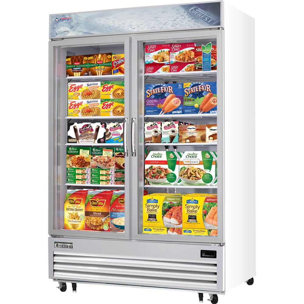 Everest Refrigeration EMGF48 54.75"W Two-Section Glass Door Reach-In Glass Door Merchandiser Freezer