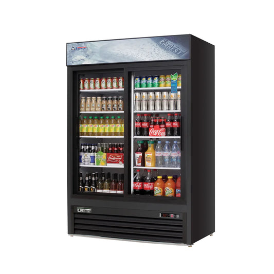 Everest Refrigeration EMGR48B 53.13" W Two-Section Reach-In Glass Door Merchandiser Refrigerator