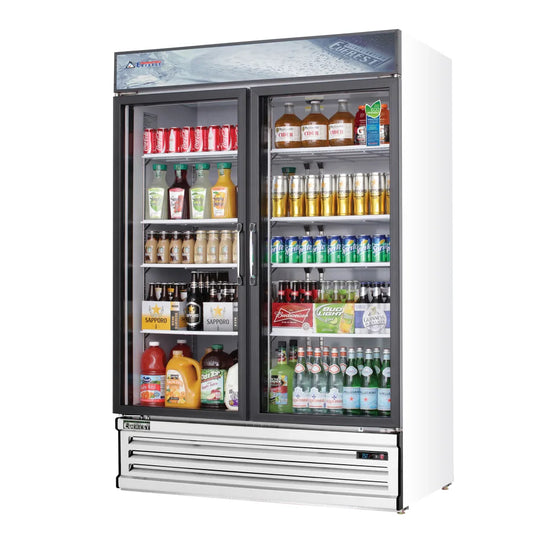 Everest Refrigeration EMSGR48 53.13 " W Two-Section Reach-In Glass Door Refrigerator Merchandiser