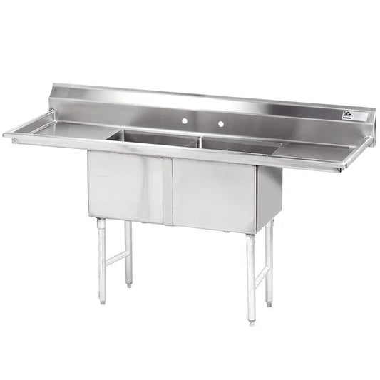 Advance Tabco FC-2-1818-18RL Two-Compartment Commercial Sink with Drainboards