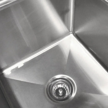 Close-up of a stainless steel kitchen sink
