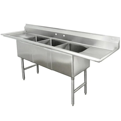 Advance Tabco FC-3-1620-24RL Three-Compartment Sink with Drainboards