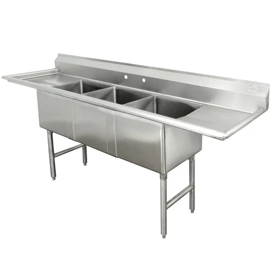 Advance Tabco FC-3-1620-24RL Three-Compartment Sink with Drainboards