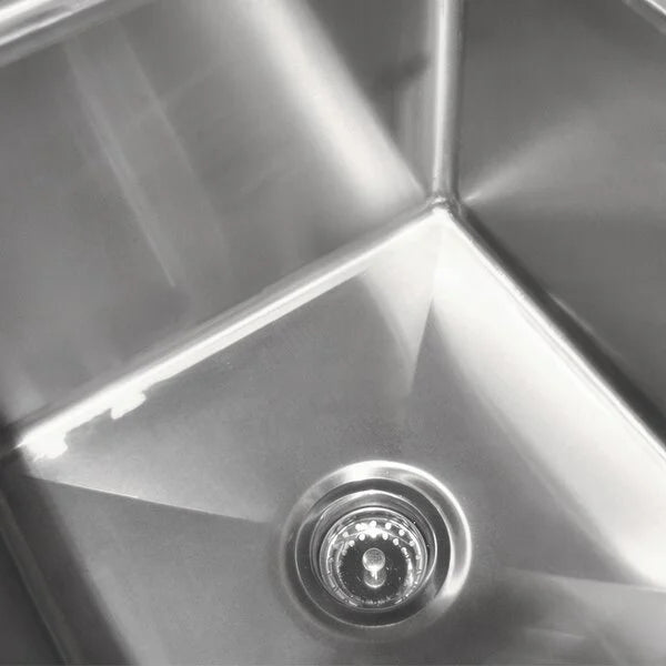 Close-up of a stainless steel kitchen sink