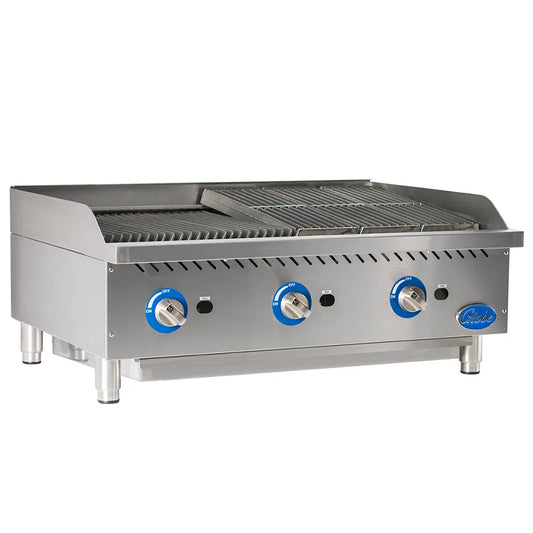 Globe GCB36G-SR 36" Countertop Gas Radiant Charbroiler with Reversible Grates