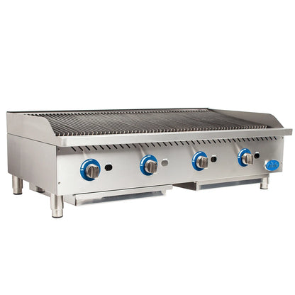Globe GCB48G-SR 48" Countertop Gas Radiant Charbroiler with Cast-Iron Grates