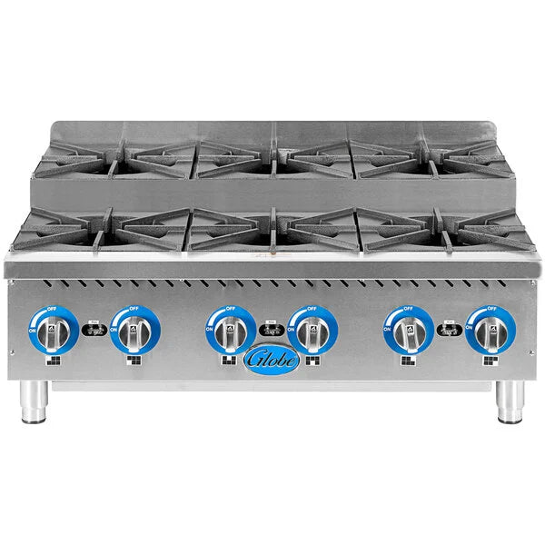 Globe GHPSU636G-NG 36" Natural Gas Countertop Hotplate - 180,000 BTU