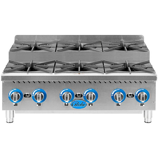 Globe GHPSU636G-NG 36" Natural Gas Countertop Hotplate - 180,000 BTU