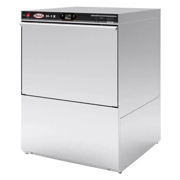 White undercounter refrigerator with digital display on a white background