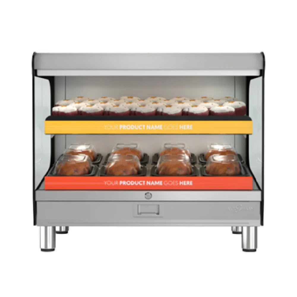 Display case with jars of food on a white background