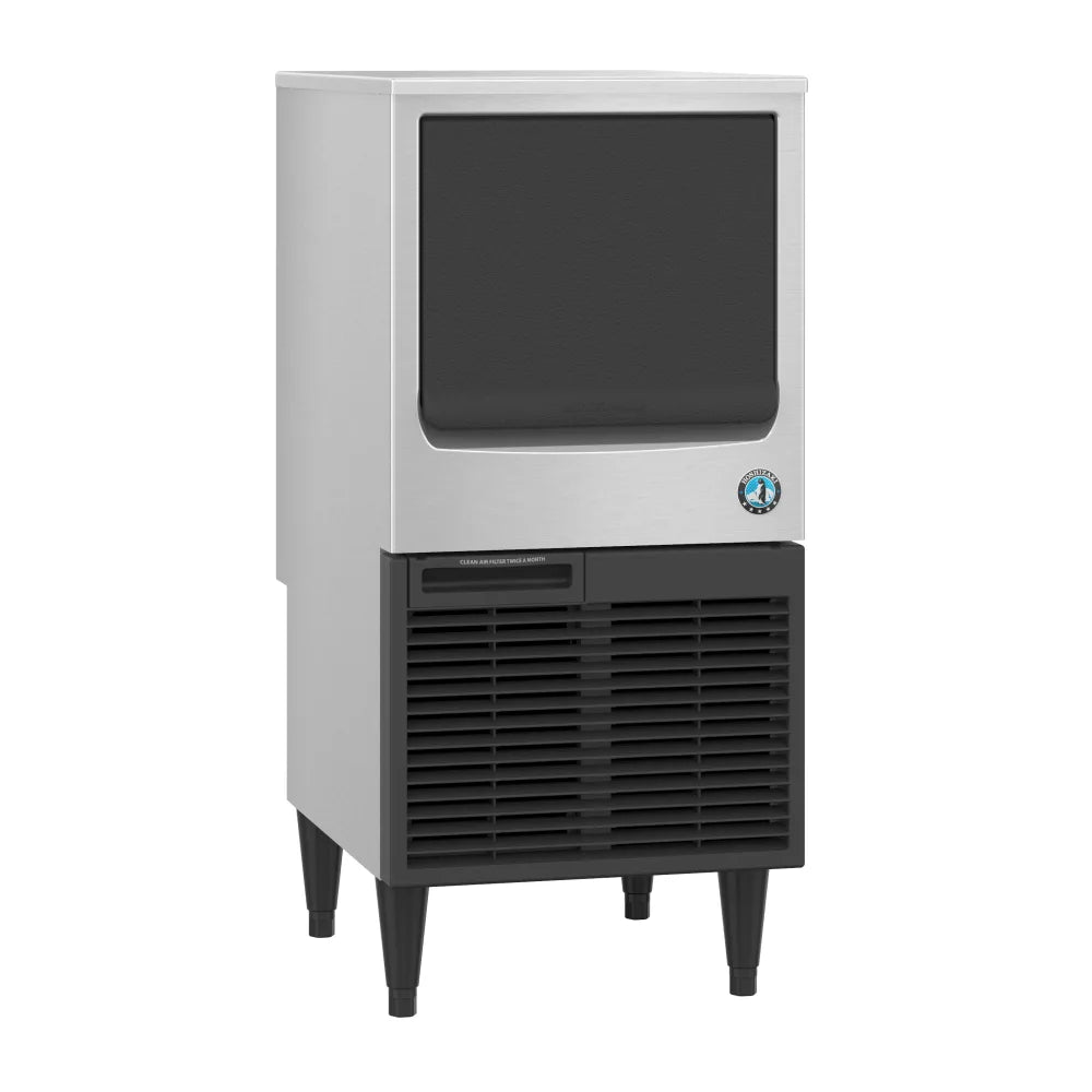 Ice machine with a black screen and visible brand logo on a white background