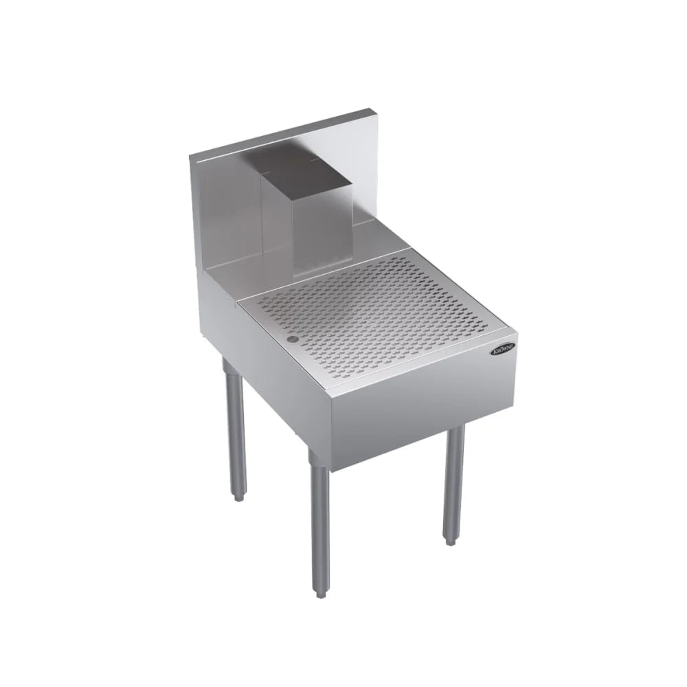 Stainless steel sink with a drainboard on a white background