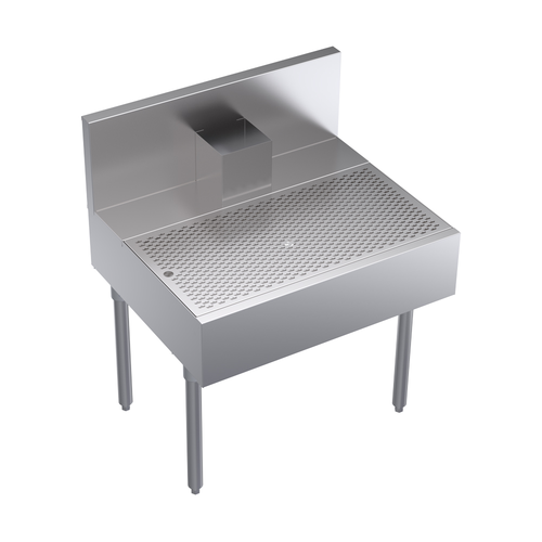 Stainless steel kitchen sink with perforated bottom on a white background