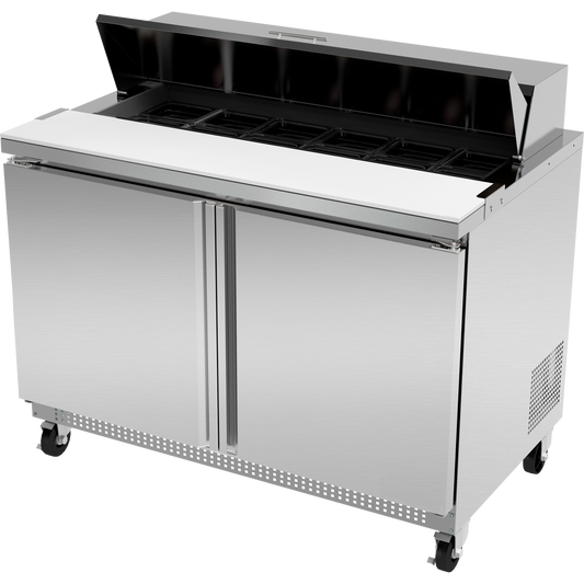 Kutano 2-Door Sandwich/Salad Top Prep Table, Stainless Steel - KUT2D48PT