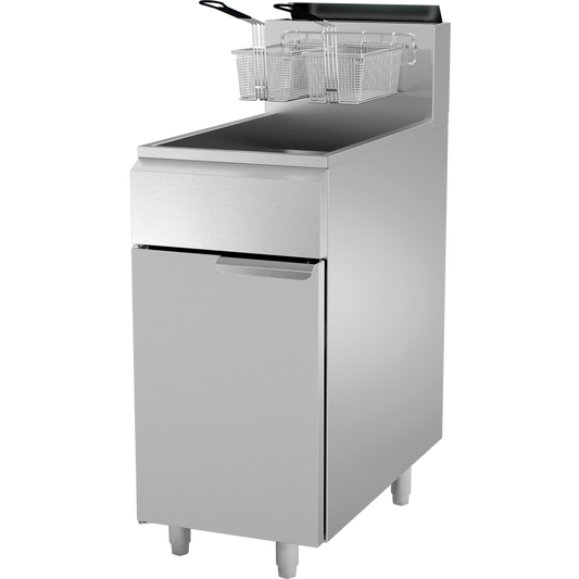 Kutano Propane Gas Fryer, 3-Burner, 50 lb Capacity, 90K BTU, Stainless Steel - KUT50FRN LP