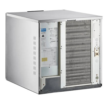 Air conditioning unit with filter and control panel on a white background