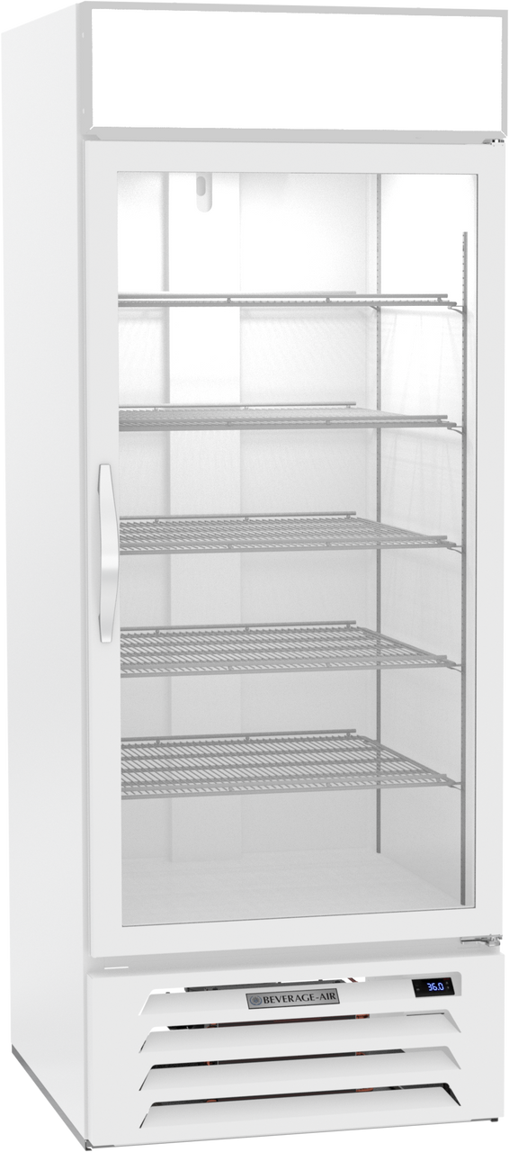 Beverage Air MMR27HC-1-W | MarketMax Glass Door Merchandiser Refrigerator in White