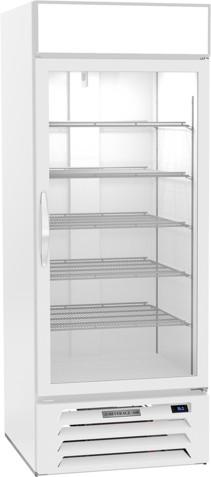 Beverage Air MMR27HC-1-W | MarketMax Glass Door Merchandiser Refrigerator in White