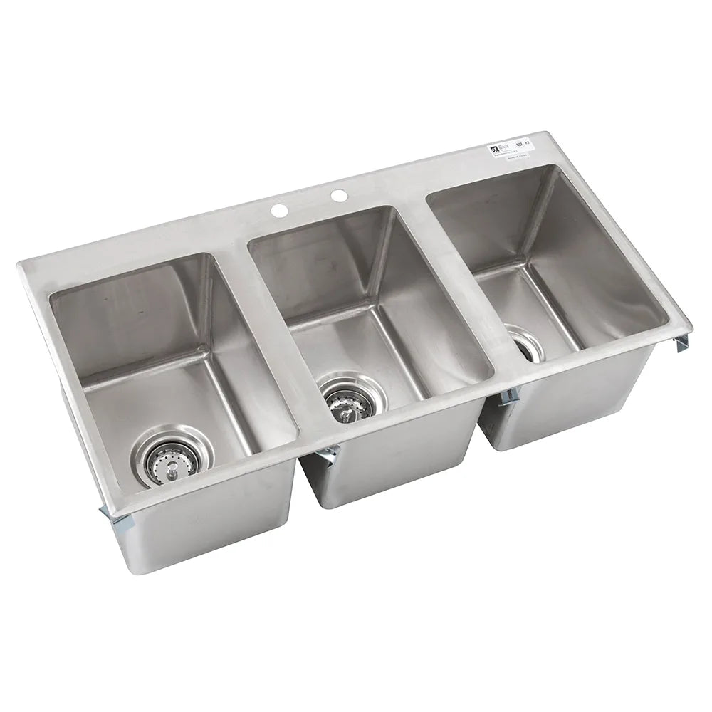 John Boos PB-DISINK101410-3 – Three-Compartment Drop-In Sink, 10" x 14" Bowls