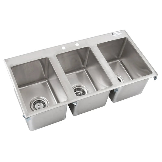 John Boos PB-DISINK101410-3 – Three-Compartment Drop-In Sink, 10" x 14" Bowls