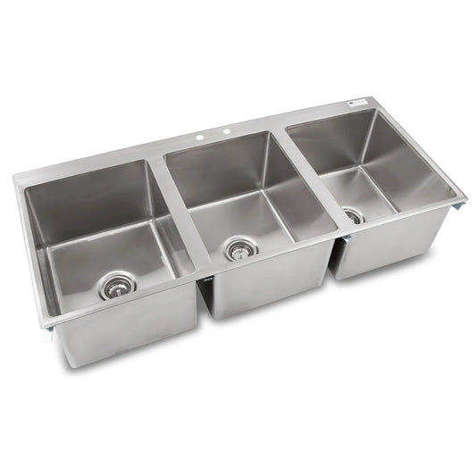 John Boos PB-DISINK162012-3-X – Three-Compartment Drop-In Sink, 16" x 20" Bowls