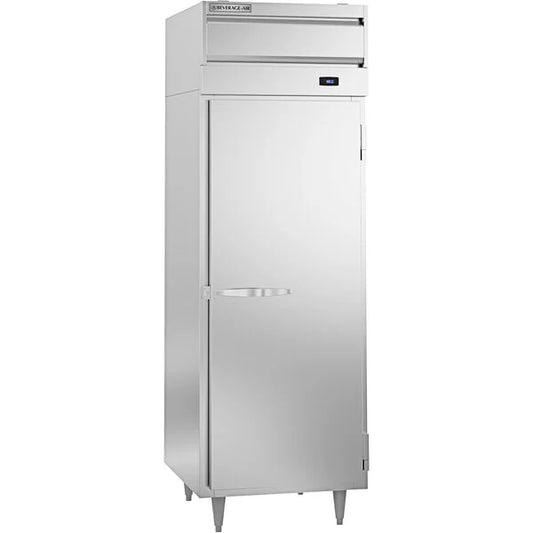Stainless steel refrigerator on a white background