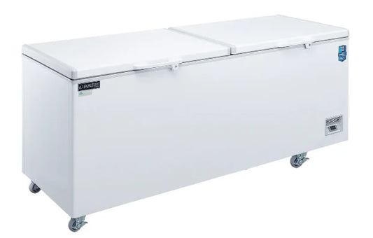 Dukers BD/BG-760 83.63” W White Coated Steel Exterior 2 Solid Doors Chest Freezer