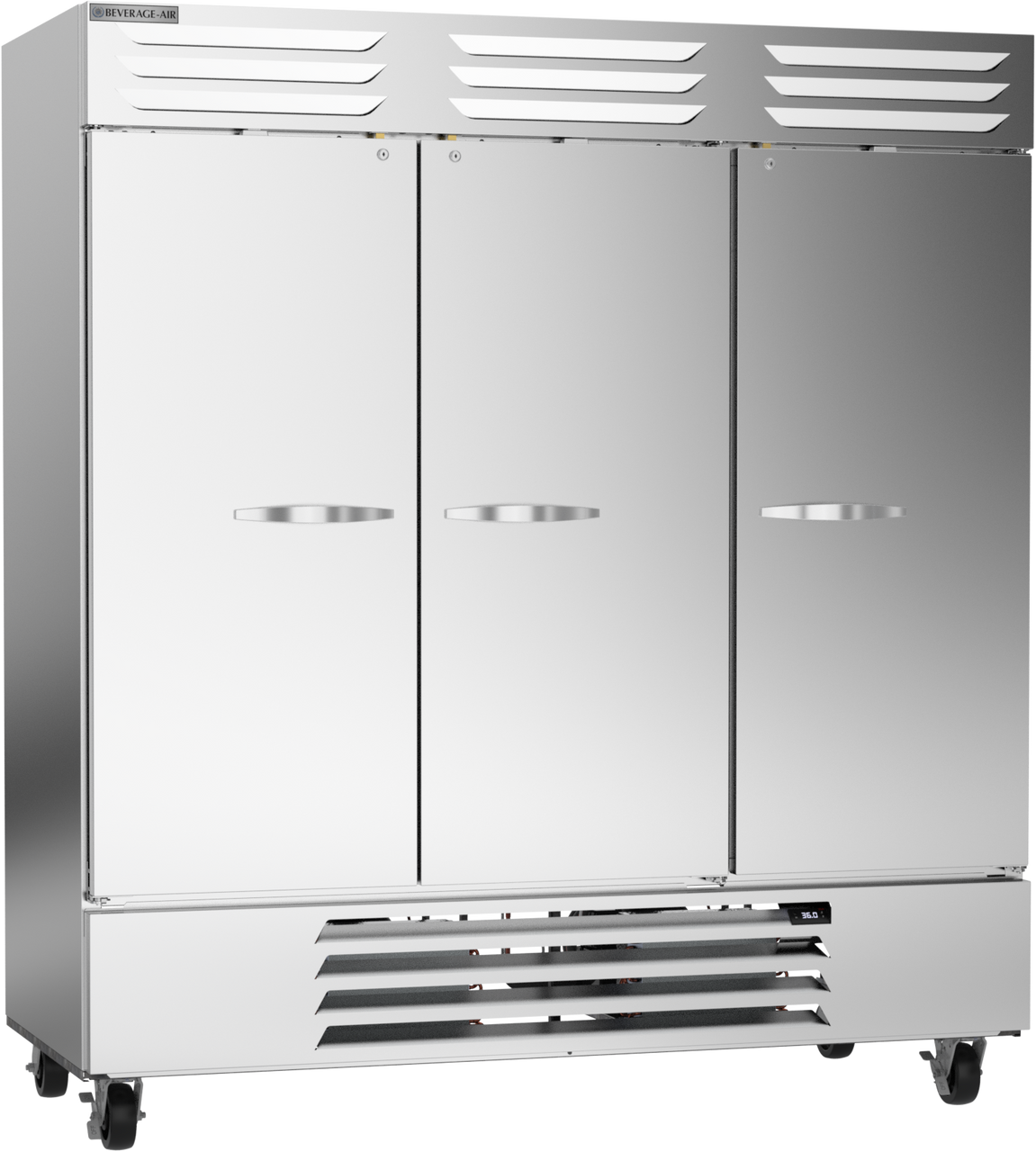 Beverage Air RB72HC-1S 75" W Three-Section Solid Door Reach-In Vista Refrigerator
