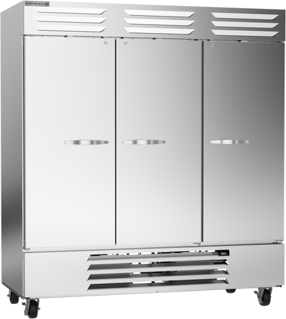 Beverage Air RB72HC-1S 75" W Three-Section Solid Door Reach-In Vista Refrigerator