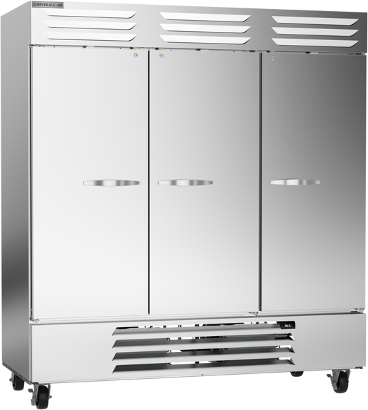 Beverage Air RB72HC-1S 75" W Three-Section Solid Door Reach-In Vista Refrigerator