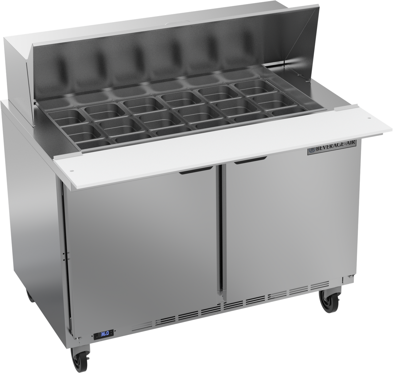 Beverage Air SPE48HC-18M 48" W Two-Section Two Door Mega Top Refrigerated Counter