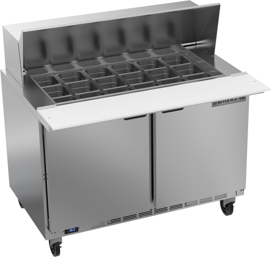 Beverage Air SPE48HC-18M 48" W Two-Section Two Door Mega Top Refrigerated Counter